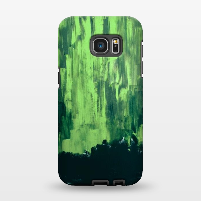 Galaxy S7 EDGE StrongFit Lime Green Northern Lights by ANoelleJay