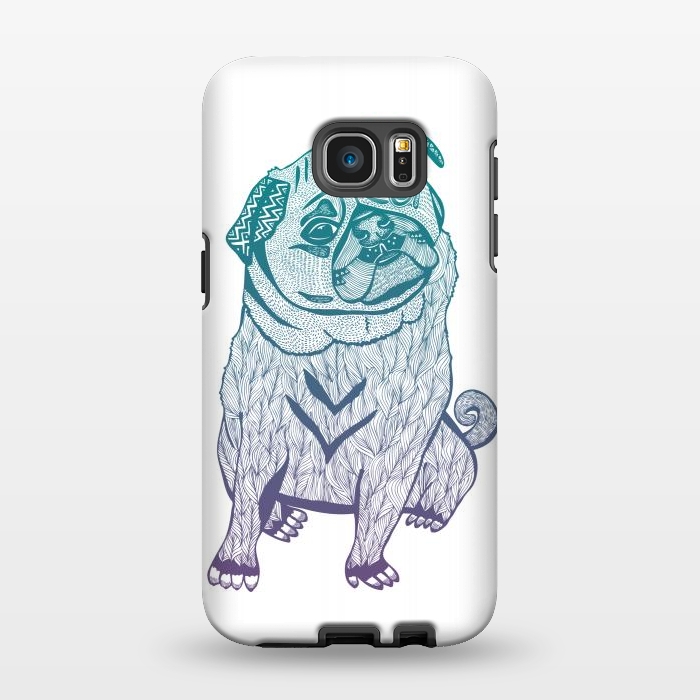 Galaxy S7 EDGE StrongFit Duotone pug by Pom Graphic Design