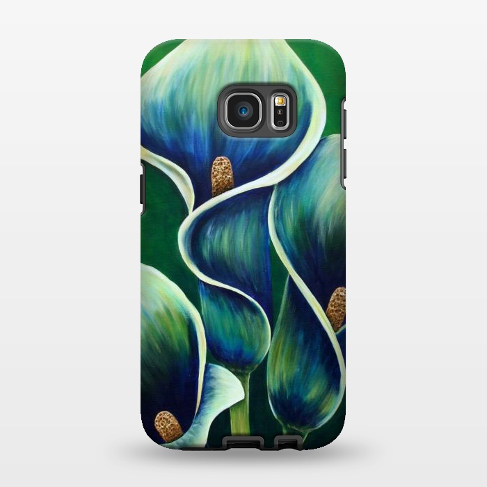 Galaxy S7 EDGE StrongFit Blue Calla Lilies by Denise Cassidy Wood