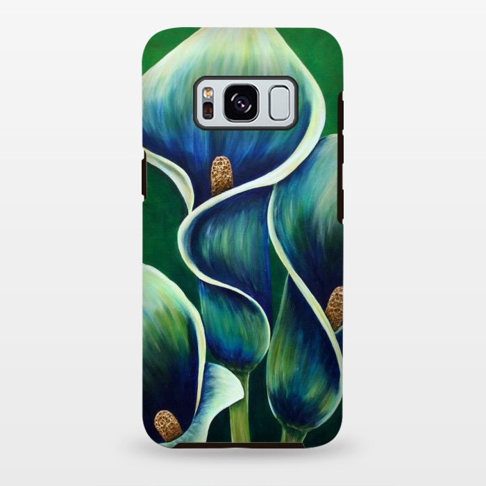 Galaxy S8 plus StrongFit Blue Calla Lilies by Denise Cassidy Wood