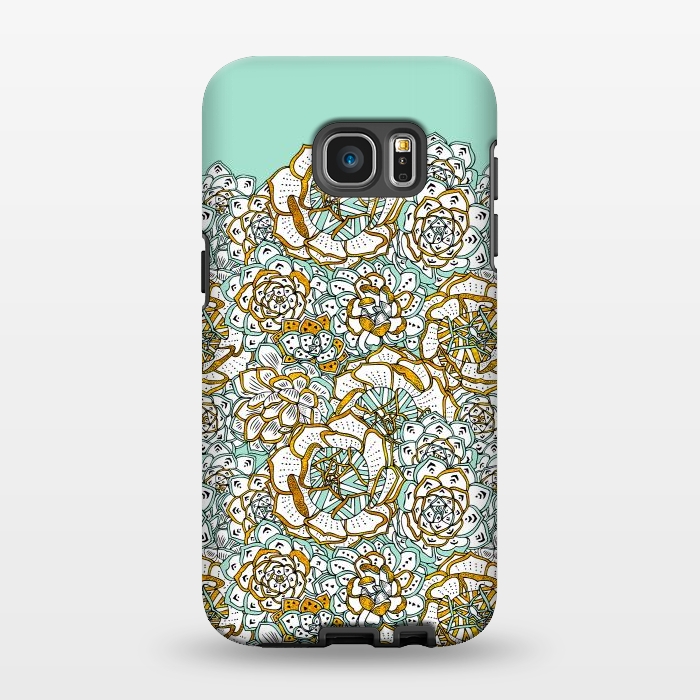 Galaxy S7 EDGE StrongFit Mint Succulents by Pom Graphic Design