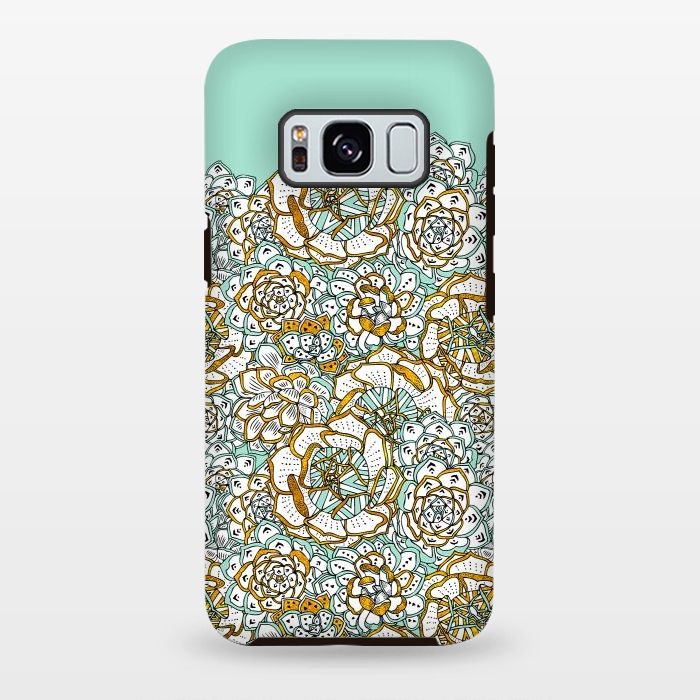 Galaxy S8 plus StrongFit Mint Succulents by Pom Graphic Design