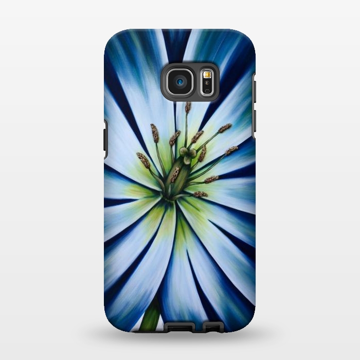 Galaxy S7 EDGE StrongFit Blue Tulip Flower by Denise Cassidy Wood