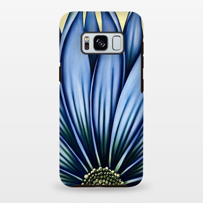 Galaxy S8 plus StrongFit Blue Daisy by Denise Cassidy Wood
