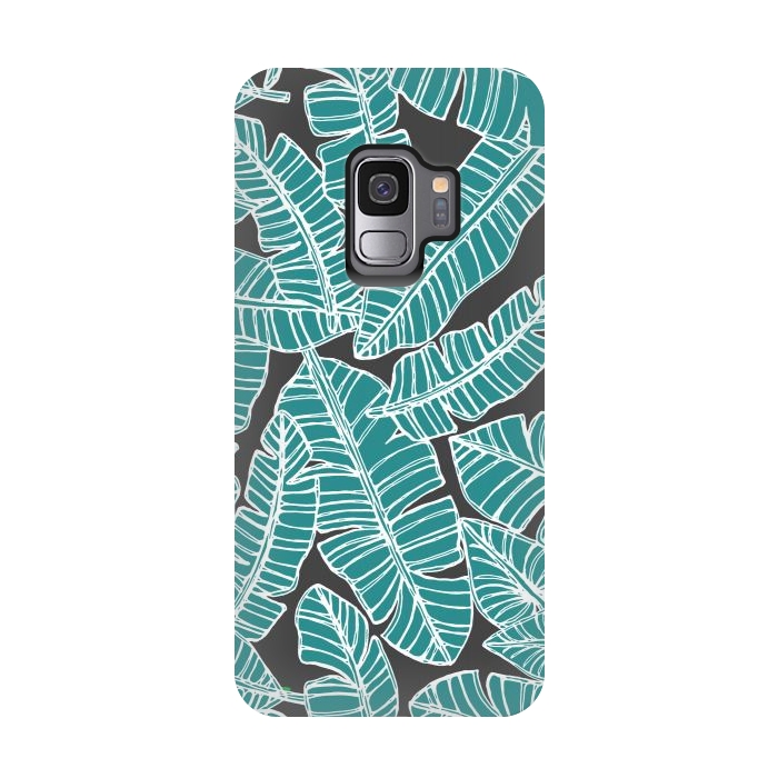 Galaxy S9 StrongFit Tropical Fronds by Pom Graphic Design
