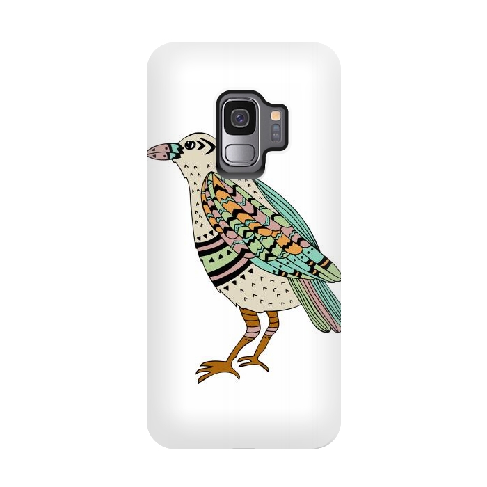 Galaxy S9 StrongFit Playful Crow by Pom Graphic Design