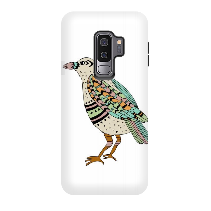 Galaxy S9 plus StrongFit Playful Crow by Pom Graphic Design