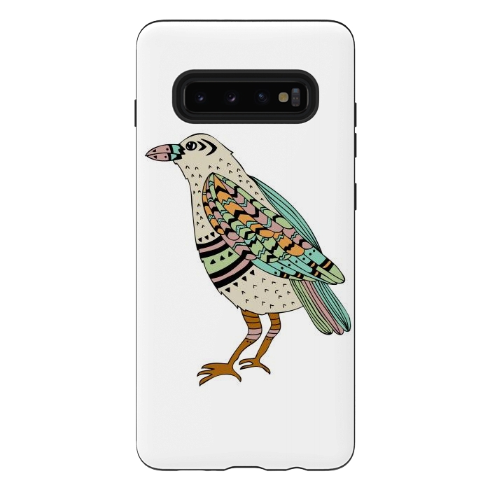 Galaxy S10 plus StrongFit Playful Crow by Pom Graphic Design
