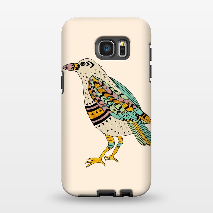 Galaxy S7 EDGE StrongFit Playful Crow Tan by Pom Graphic Design
