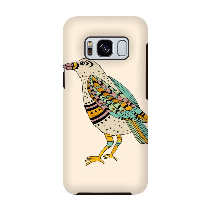Galaxy S8 StrongFit Playful Crow Tan by Pom Graphic Design
