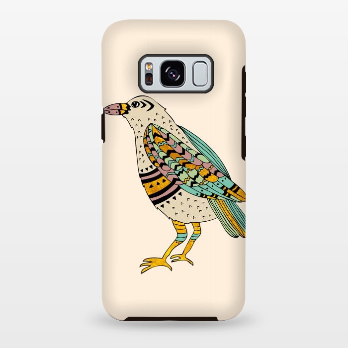 Galaxy S8 plus StrongFit Playful Crow Tan by Pom Graphic Design