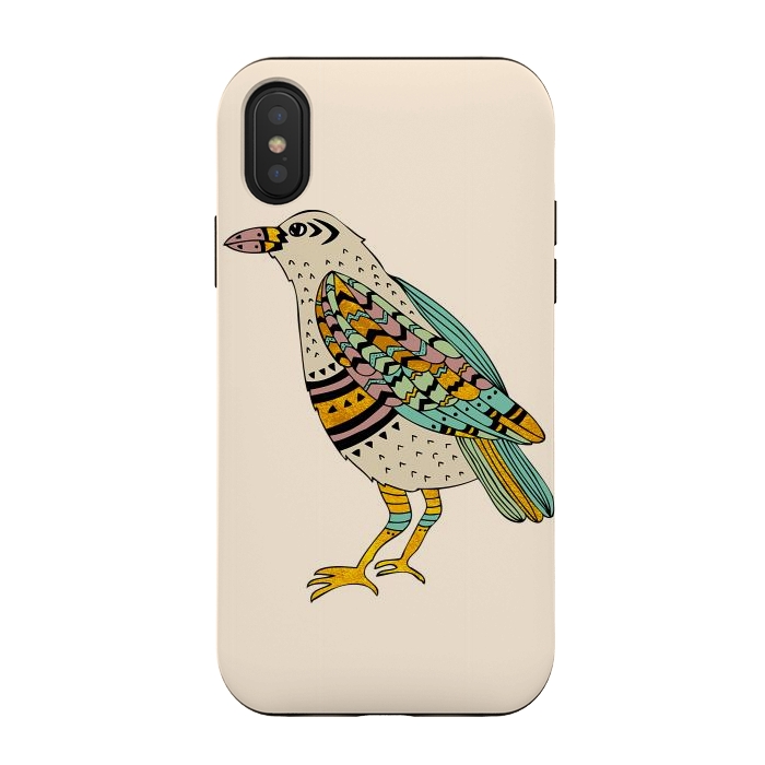 iPhone Xs / X StrongFit Playful Crow Tan by Pom Graphic Design