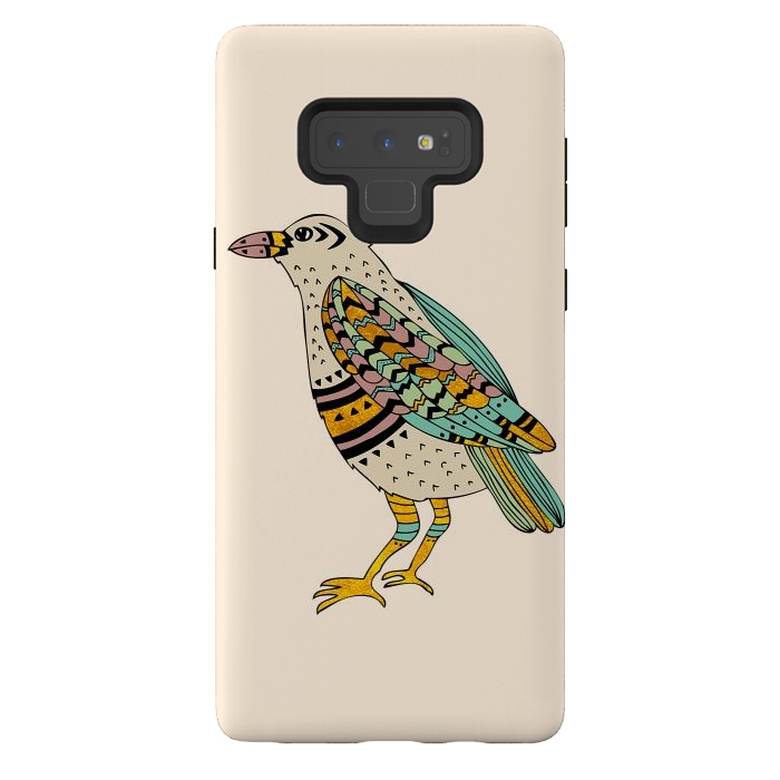 Galaxy Note 9 StrongFit Playful Crow Tan by Pom Graphic Design