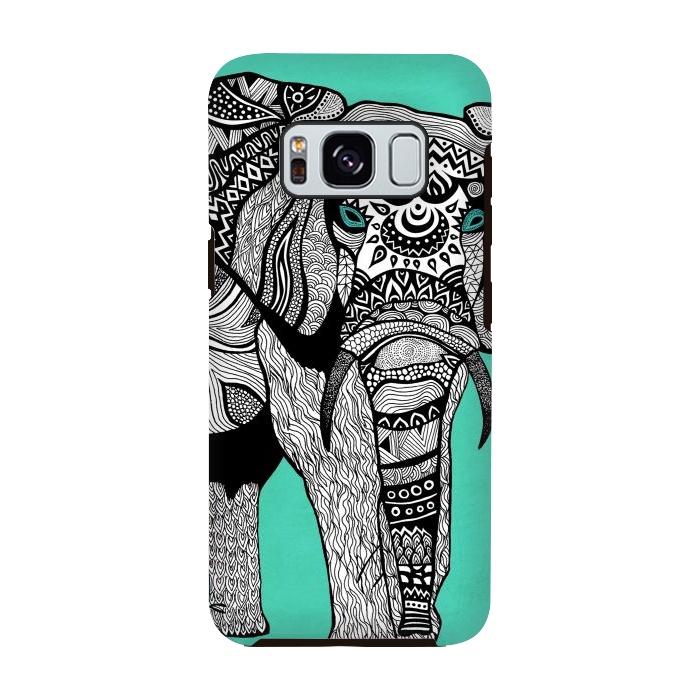 Galaxy S8 StrongFit Turquoise Elephant by Pom Graphic Design