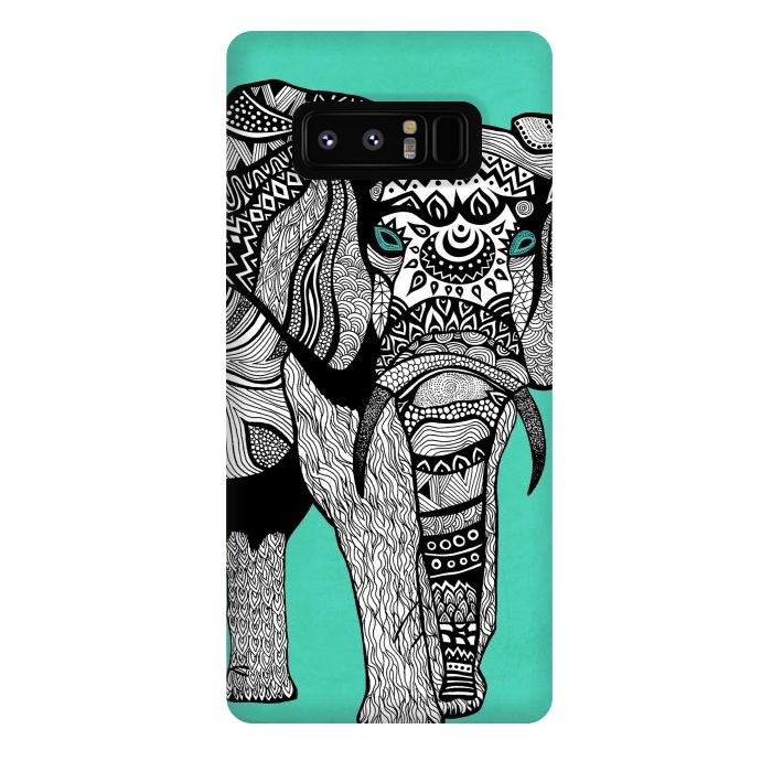 Galaxy Note 8 StrongFit Turquoise Elephant by Pom Graphic Design