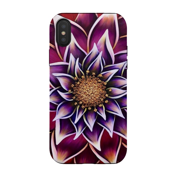 iPhone Xs / X StrongFit Gilded Dahlia by Denise Cassidy Wood