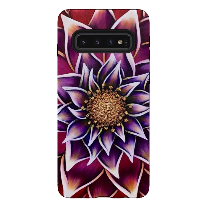 Galaxy S10 StrongFit Gilded Dahlia by Denise Cassidy Wood