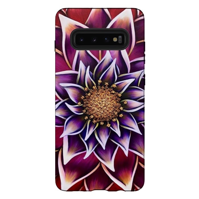 Galaxy S10 plus StrongFit Gilded Dahlia by Denise Cassidy Wood