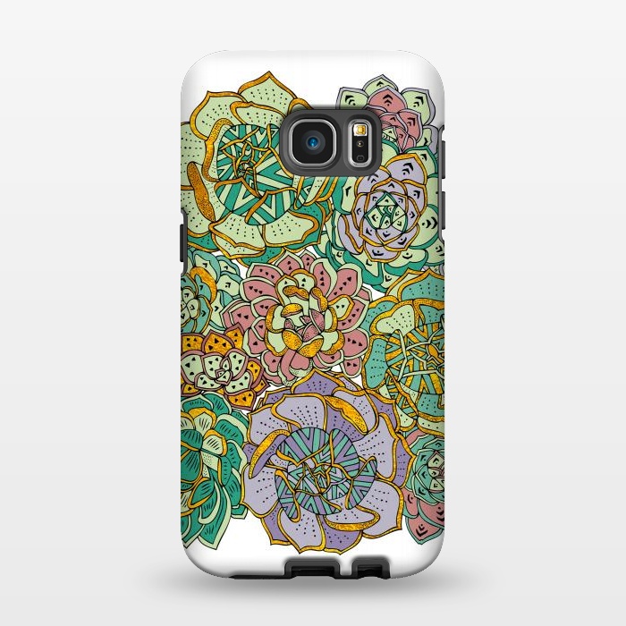 Galaxy S7 EDGE StrongFit Colorful Succulents by Pom Graphic Design