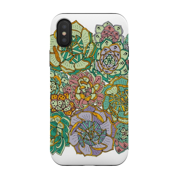 iPhone Xs / X StrongFit Colorful Succulents by Pom Graphic Design