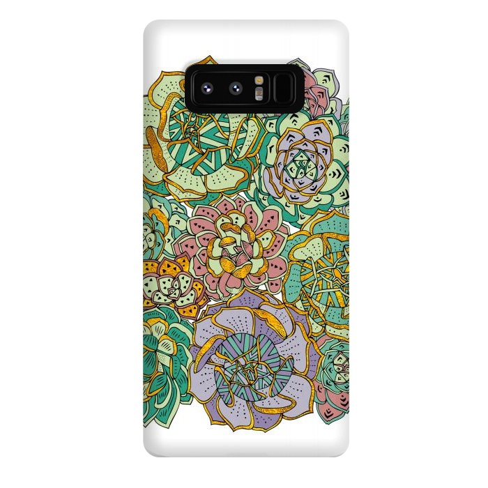Galaxy Note 8 StrongFit Colorful Succulents by Pom Graphic Design