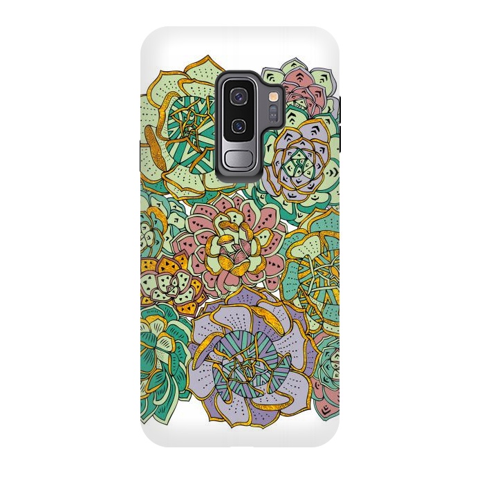 Galaxy S9 plus StrongFit Colorful Succulents by Pom Graphic Design