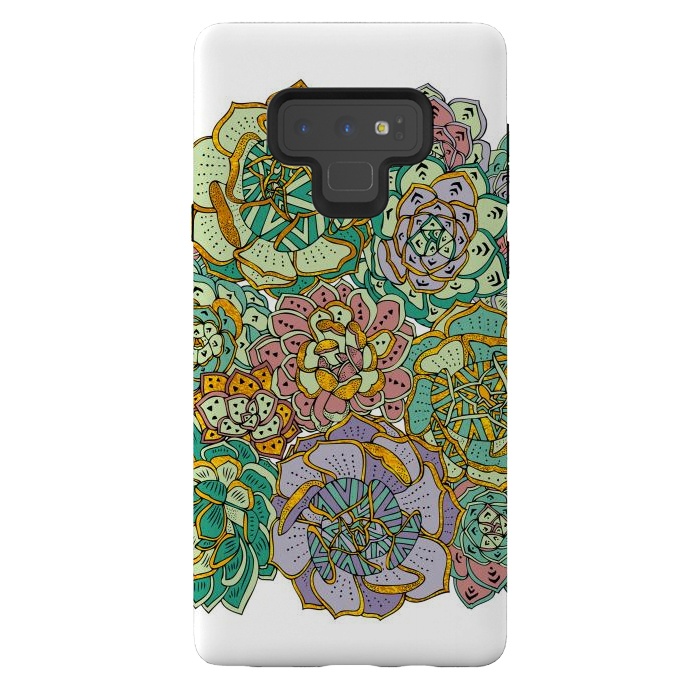 Galaxy Note 9 StrongFit Colorful Succulents by Pom Graphic Design