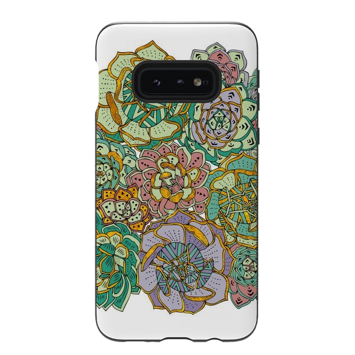 Galaxy S10e StrongFit Colorful Succulents by Pom Graphic Design