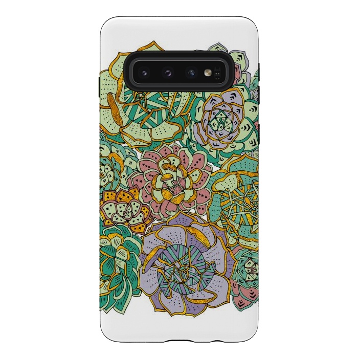 Galaxy S10 StrongFit Colorful Succulents by Pom Graphic Design