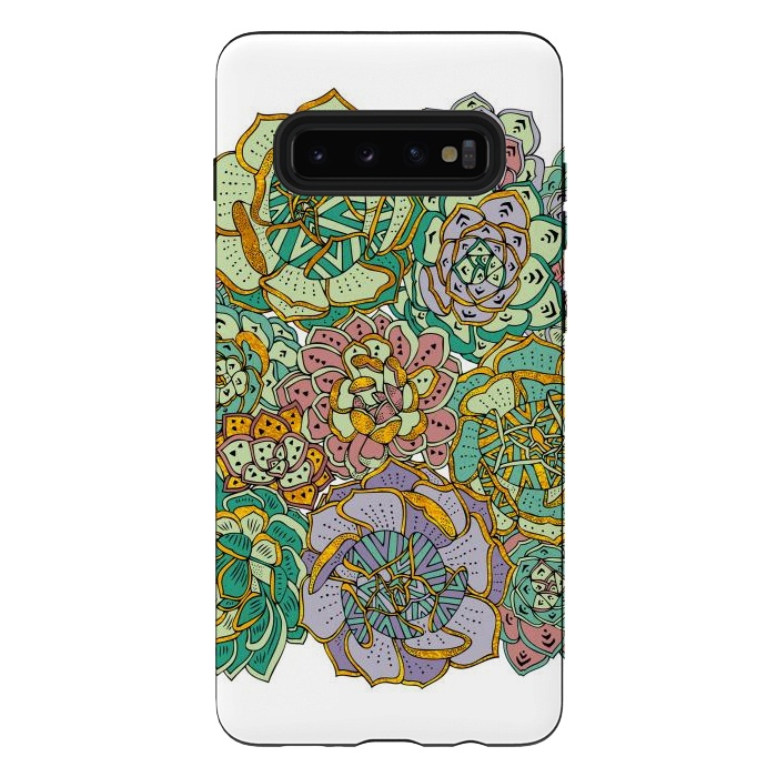 Galaxy S10 plus StrongFit Colorful Succulents by Pom Graphic Design