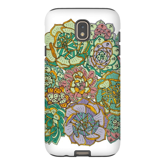 Galaxy J7 StrongFit Colorful Succulents by Pom Graphic Design