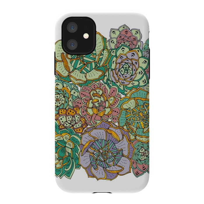 iPhone 11 StrongFit Colorful Succulents by Pom Graphic Design