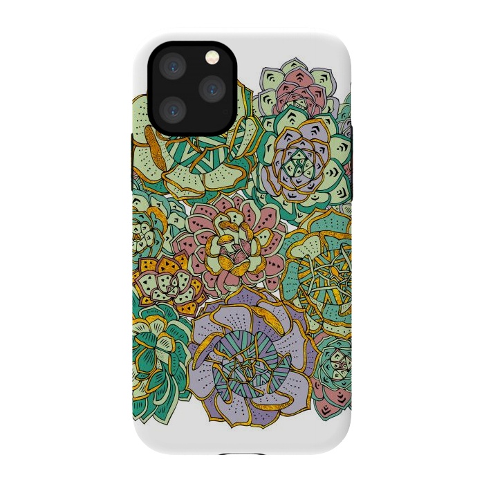 iPhone 11 Pro StrongFit Colorful Succulents by Pom Graphic Design