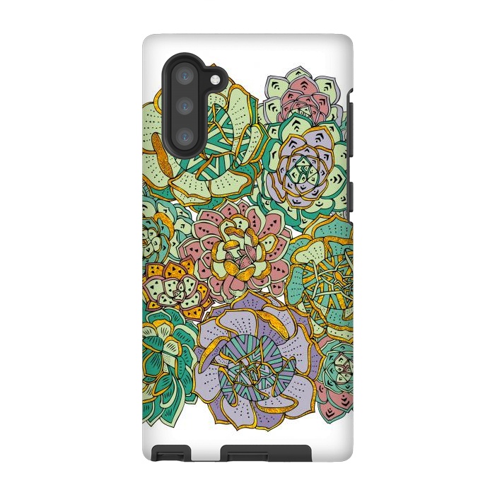 Galaxy Note 10 StrongFit Colorful Succulents by Pom Graphic Design