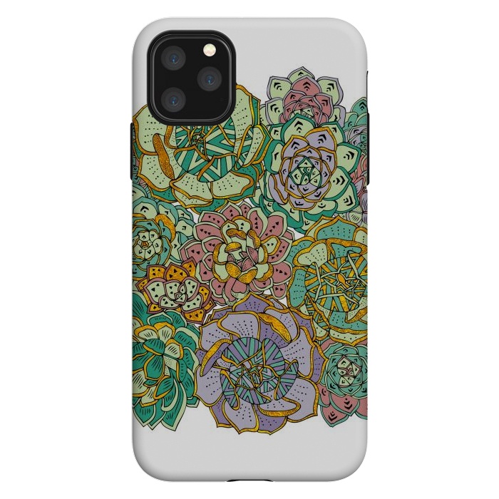 iPhone 11 Pro Max StrongFit Colorful Succulents by Pom Graphic Design