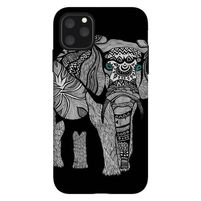 iPhone 11 Pro Max StrongFit Elephant of Namibia B n W by Pom Graphic Design
