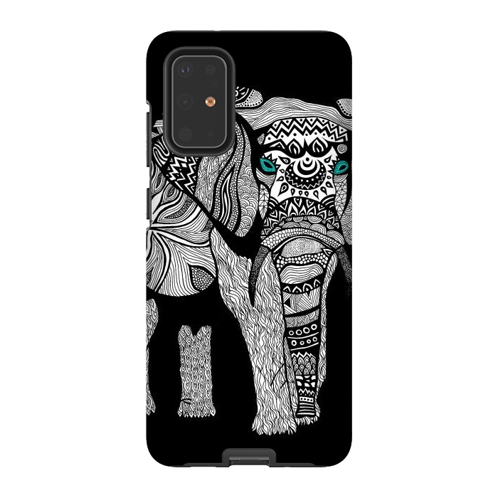 Galaxy S20 Plus StrongFit Elephant of Namibia B n W by Pom Graphic Design