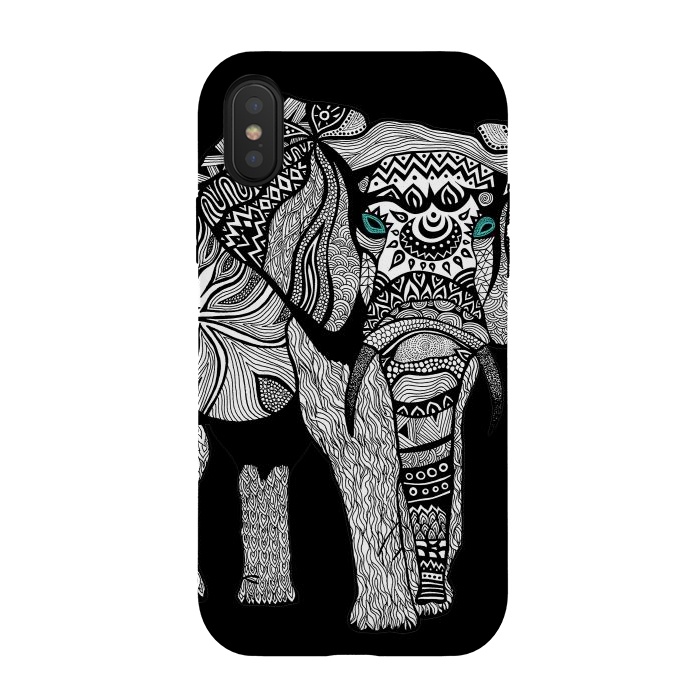 iPhone Xs / X StrongFit Elephant of Namibia B n W by Pom Graphic Design