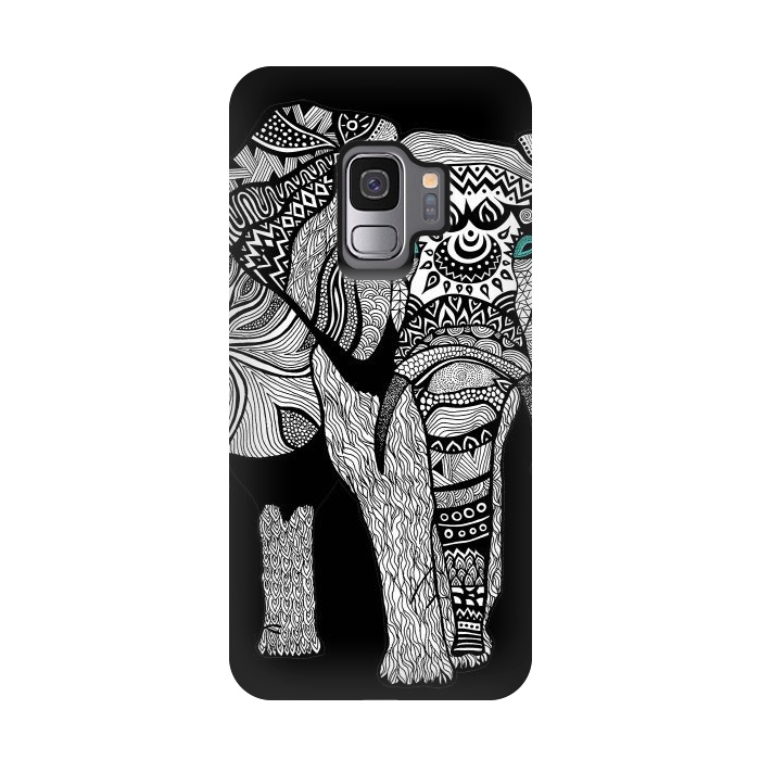 Galaxy S9 StrongFit Elephant of Namibia B n W by Pom Graphic Design