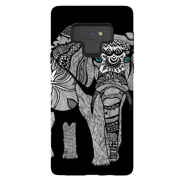 Galaxy Note 9 StrongFit Elephant of Namibia B n W by Pom Graphic Design