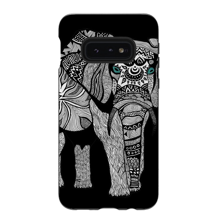 Galaxy S10e StrongFit Elephant of Namibia B n W by Pom Graphic Design