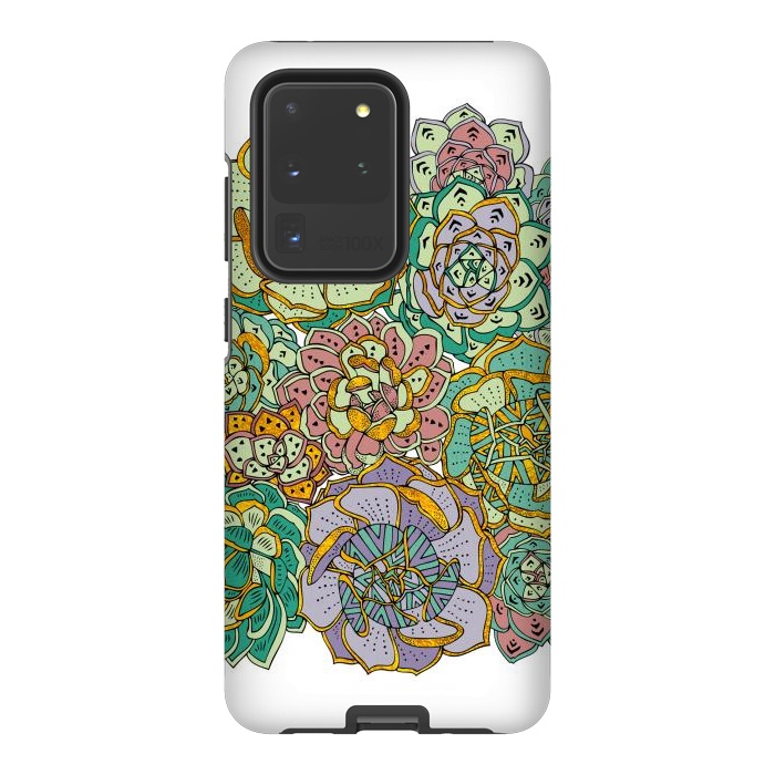 Galaxy S20 Ultra StrongFit Succulents Garden by Pom Graphic Design