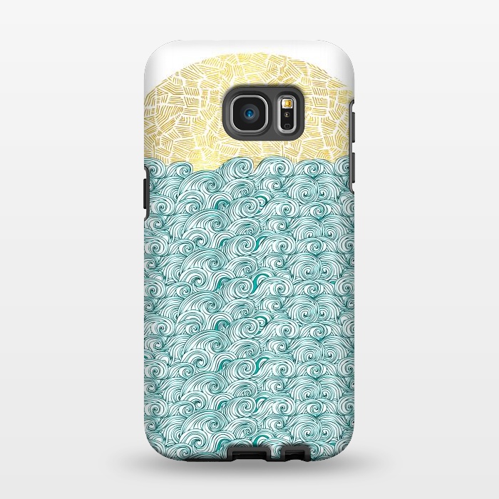 Galaxy S7 EDGE StrongFit Sea Waves Sun by Pom Graphic Design