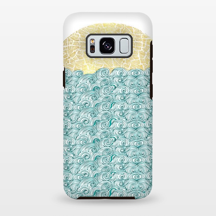 Galaxy S8 plus StrongFit Sea Waves Sun by Pom Graphic Design