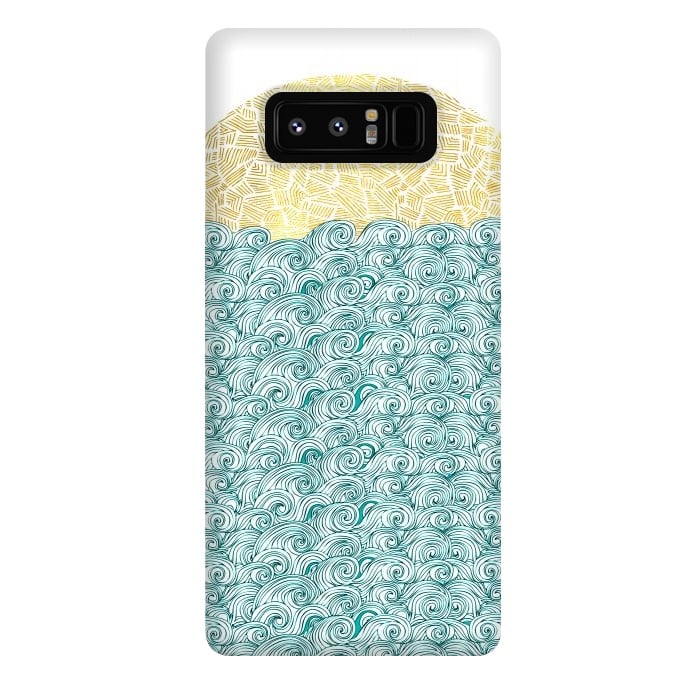 Galaxy Note 8 StrongFit Sea Waves Sun by Pom Graphic Design