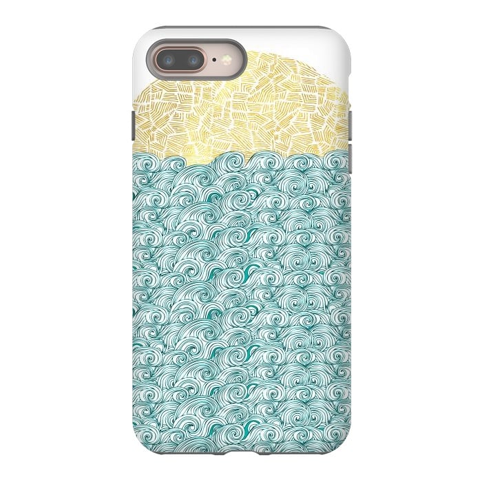 iPhone 8 plus StrongFit Sea Waves Sun by Pom Graphic Design