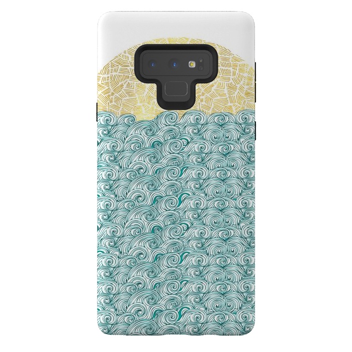 Galaxy Note 9 StrongFit Sea Waves Sun by Pom Graphic Design
