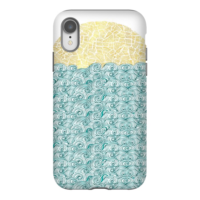 iPhone Xr StrongFit Sea Waves Sun by Pom Graphic Design