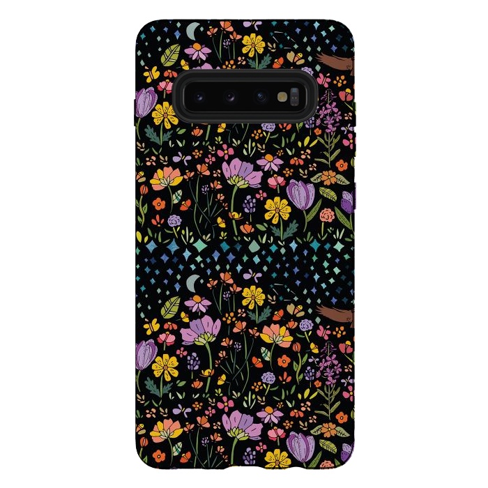 Galaxy S10 plus StrongFit Whimsical Night Forest by Pom Graphic Design