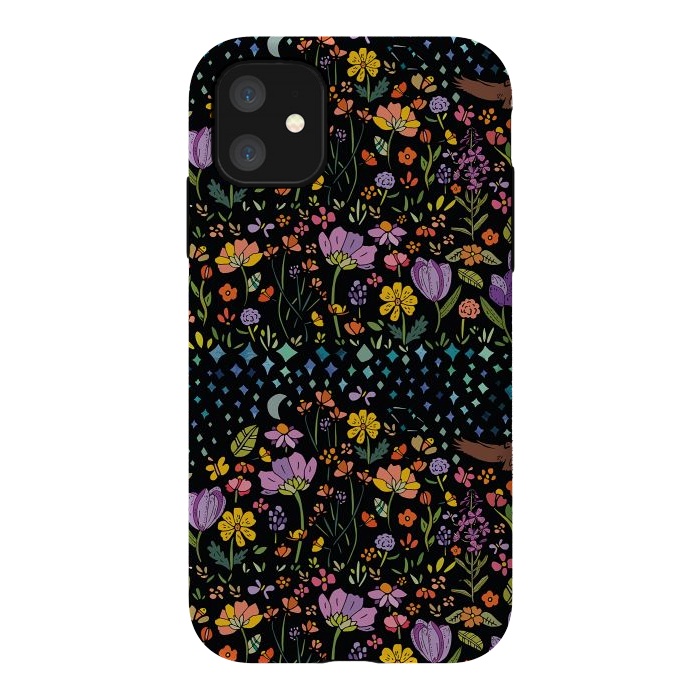 iPhone 11 StrongFit Whimsical Night Forest by Pom Graphic Design
